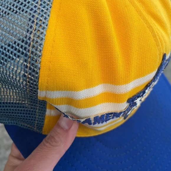 Vintage Sacramento Patch Snapback Trucker Hat USA Retro Blue Yellow Football - Picture 3 of 15